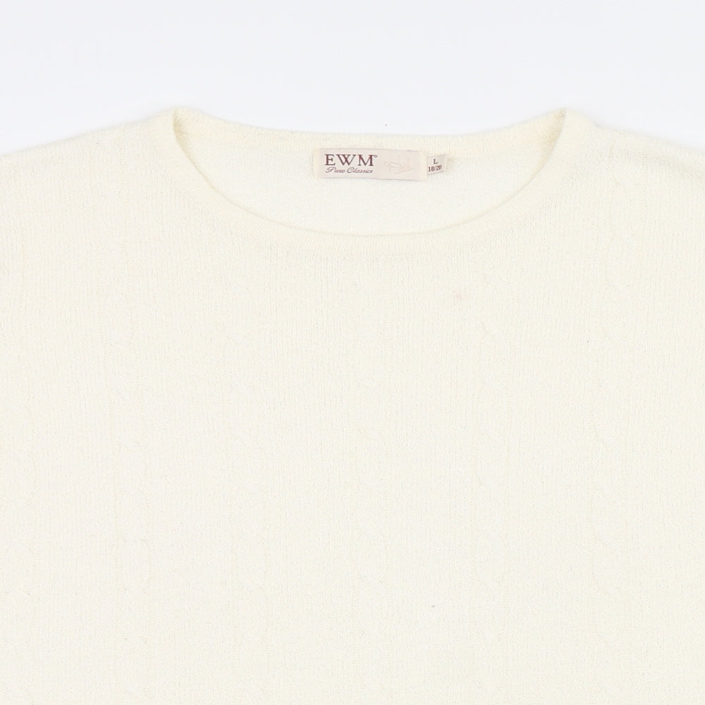 EWM Womens Beige Round Neck Acrylic Pullover Jumper Size 18 - Size 18-20