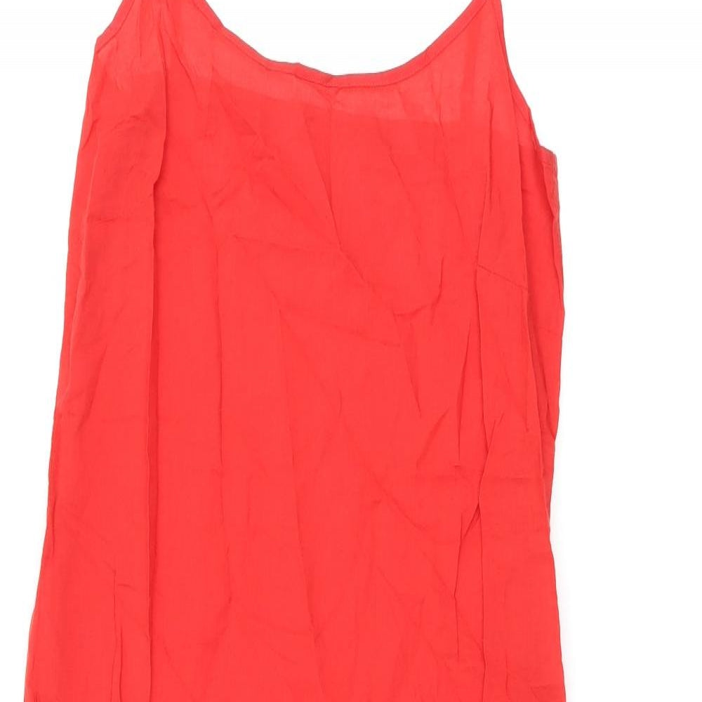 Marks and Spencer Womens Red Cotton Tank Dress Size 6 Scoop Neck Pullover