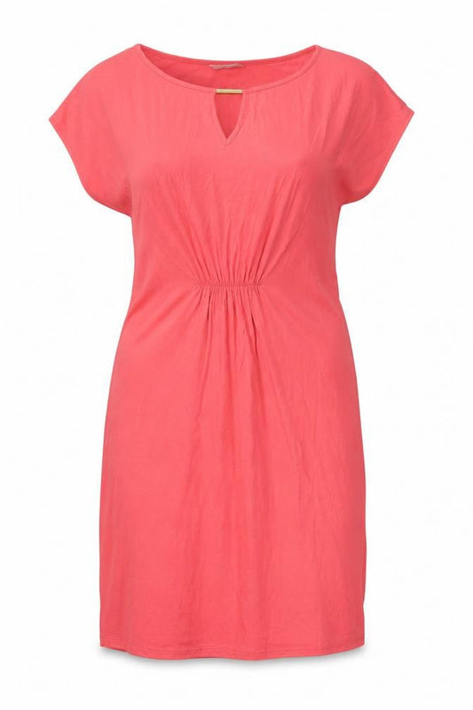 Marks & Spencer Womens Pink Viscose T-Shirt Dress Size 14 Boat Neck Pullover - Keyhole Neck