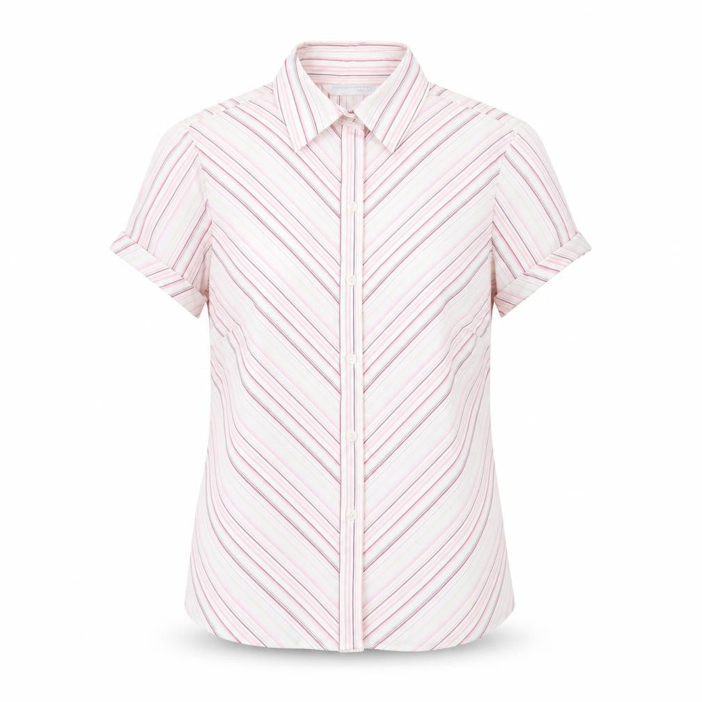 AMARANTO Womens Pink Striped Cotton Basic Button-Up Size 12 Collared