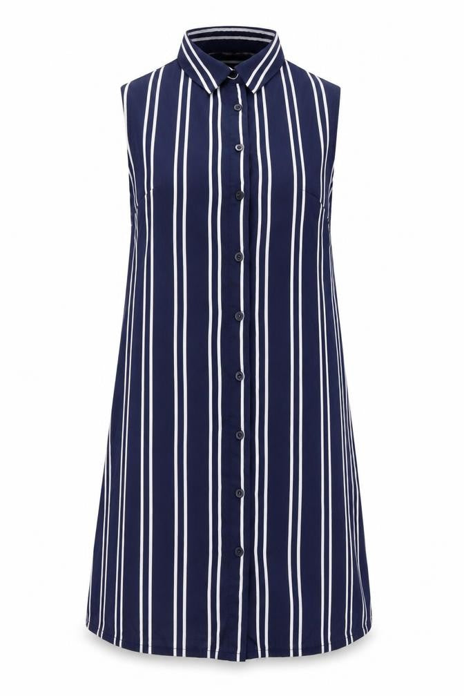 Boohoo Womens Blue Striped Polyester Basic Button-Up Size 8 Halter - Open Back