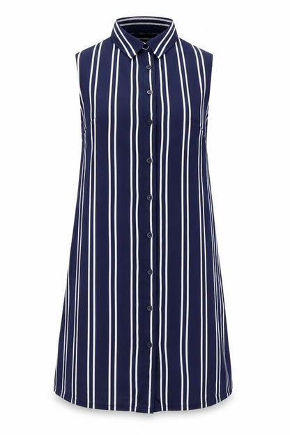 Boohoo Womens Blue Striped Polyester Basic Button-Up Size 8 Halter - Open Back