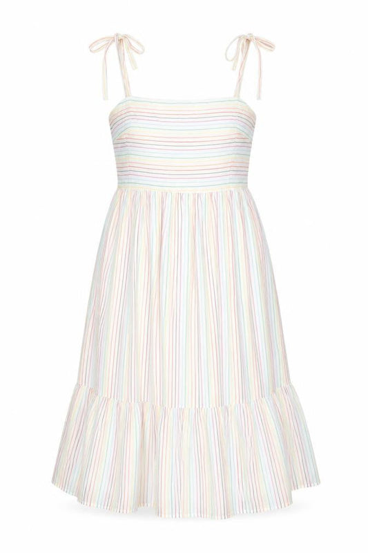 Gap Womens White Striped Cotton Tank Dress Size M Square Neck Zip