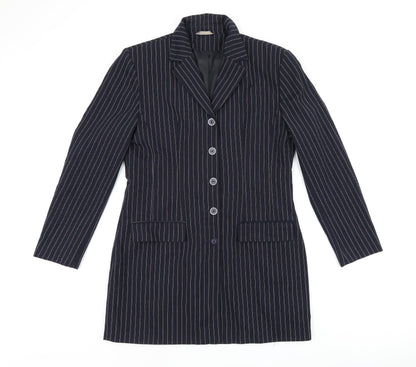 Yessica Womens Blue Striped Jacket Blazer Size 14 Button