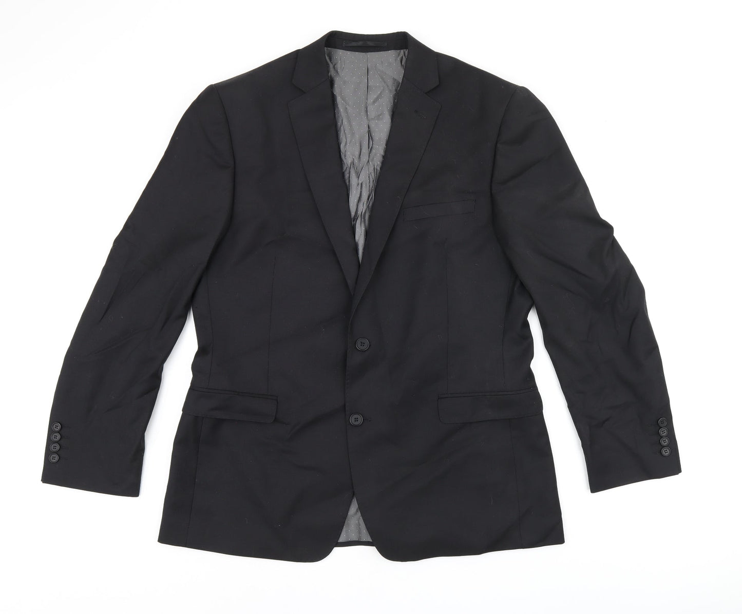 French Connection Mens Black Wool Jacket Suit Jacket Size 42 Regular