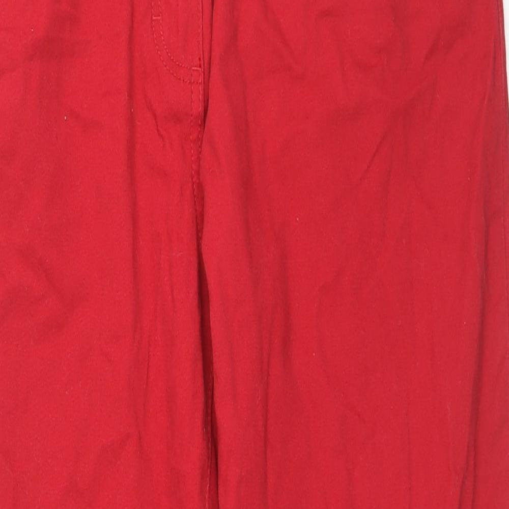 Damart Womens Red Cotton Trousers Size 12 L26 in Regular Zip