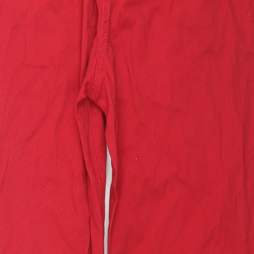 Damart Womens Red Cotton Trousers Size 12 L26 in Regular Zip