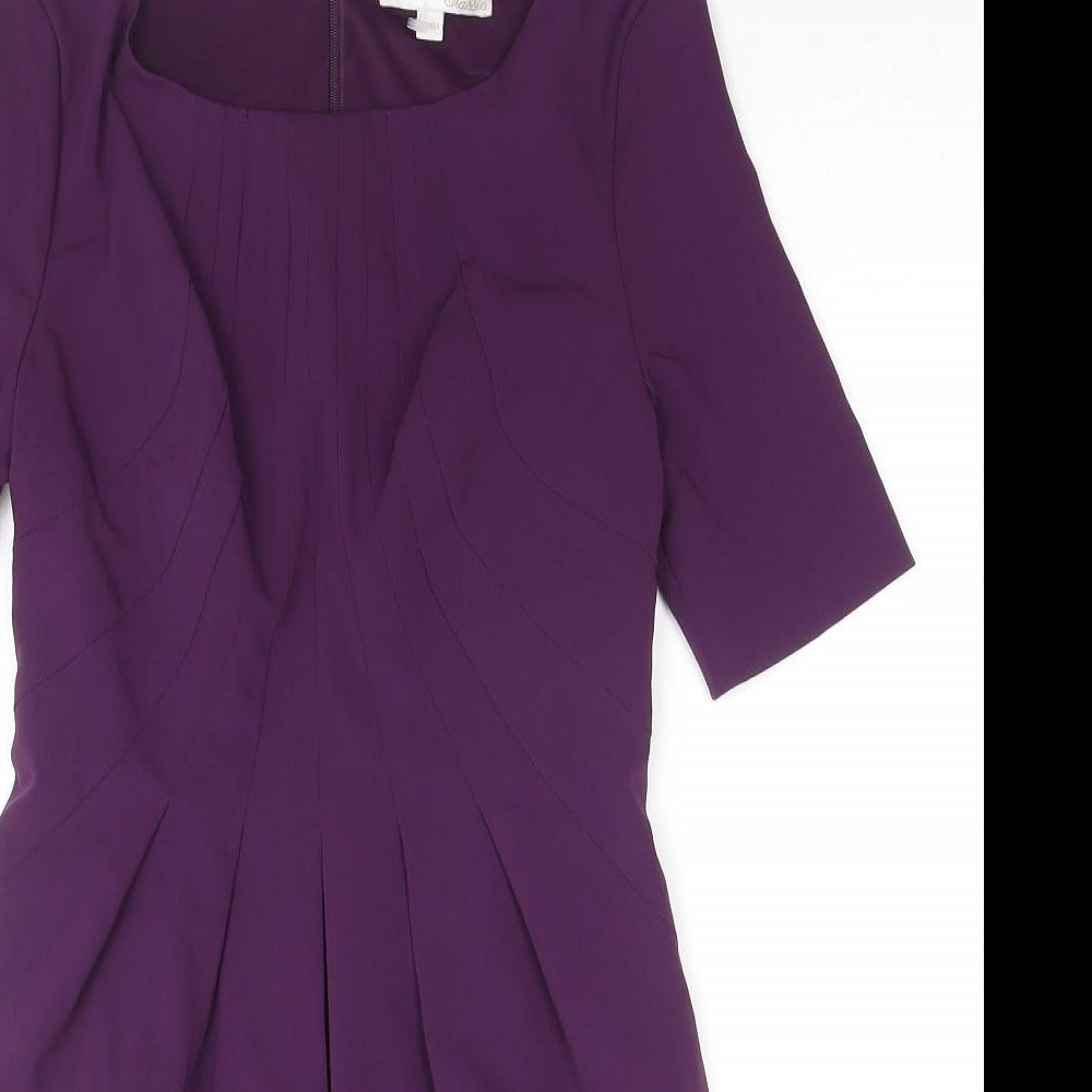 VERO MODA Womens Purple Polyester A-Line Size XS Round Neck Zip - Label Size 160/80A