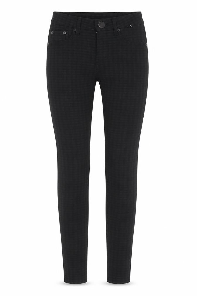 Denim & Co. Womens Black Check Polyester Trousers Size 6 L28 in Regular Zip