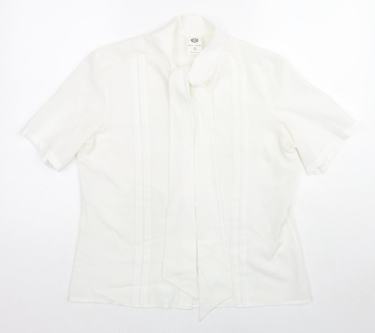 C&A Womens White Polyester Basic Button-Up Size 16 Collared