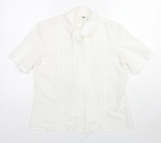 C&A Womens White Polyester Basic Button-Up Size 16 Collared
