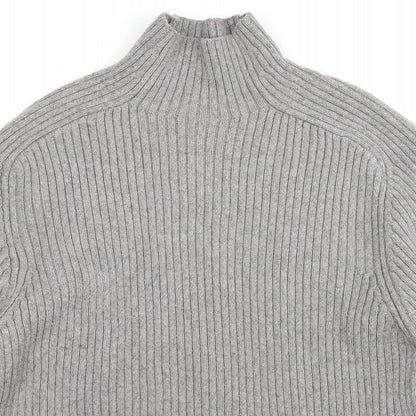H&M Mens Grey High Neck Polyester Pullover Jumper Size S Long Sleeve