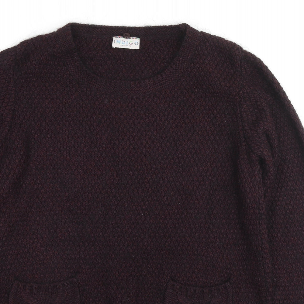 Indigo Womens Purple Round Neck Acrylic Pullover Jumper Size 14