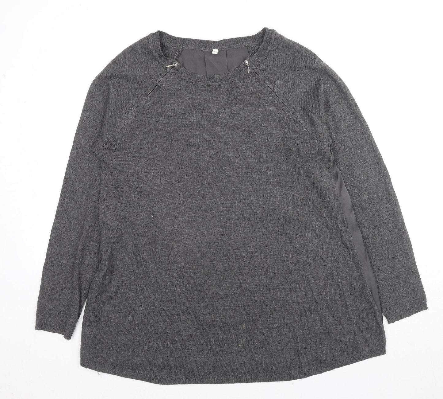 Marks and Spencer Womens Grey Round Neck Acrylic Pullover Jumper Size 8