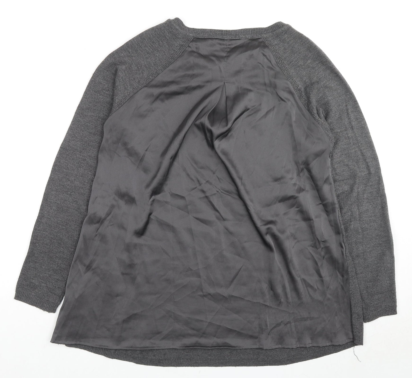 Marks and Spencer Womens Grey Round Neck Acrylic Pullover Jumper Size 8