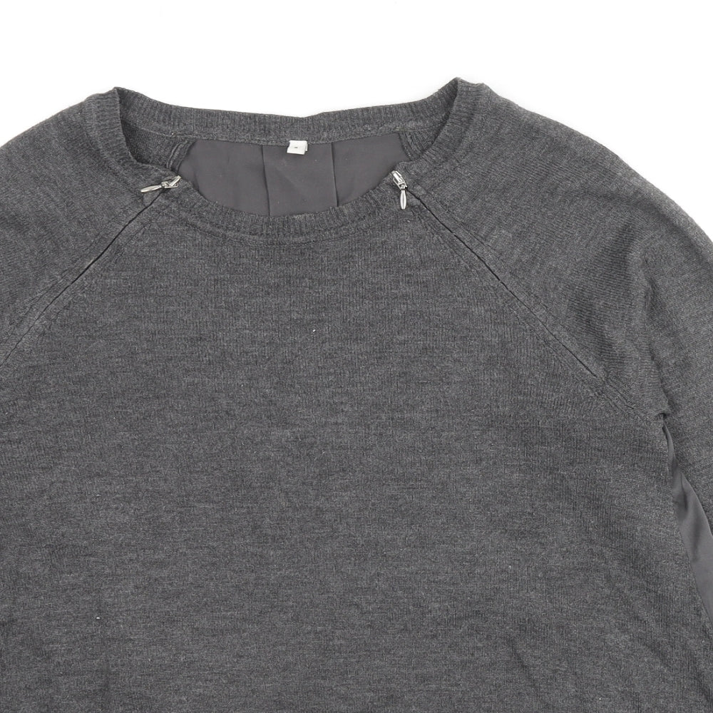 Marks and Spencer Womens Grey Round Neck Acrylic Pullover Jumper Size 8