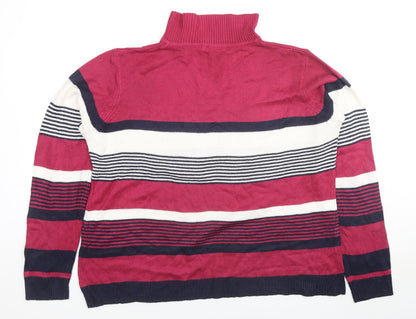 EWM Womens Multicoloured Collared Striped Acrylic Pullover Jumper Size 18 - Size 18-20