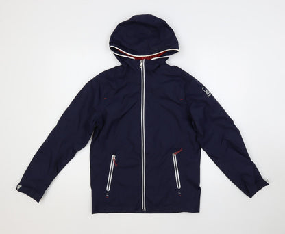 Additional front view of Tribord boys’ blue jacket, size M, zip - zipped pockets