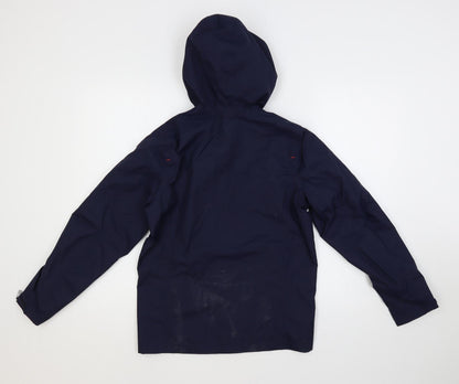 Back view of Tribord boys’ blue jacket, size M, zip - zipped pockets