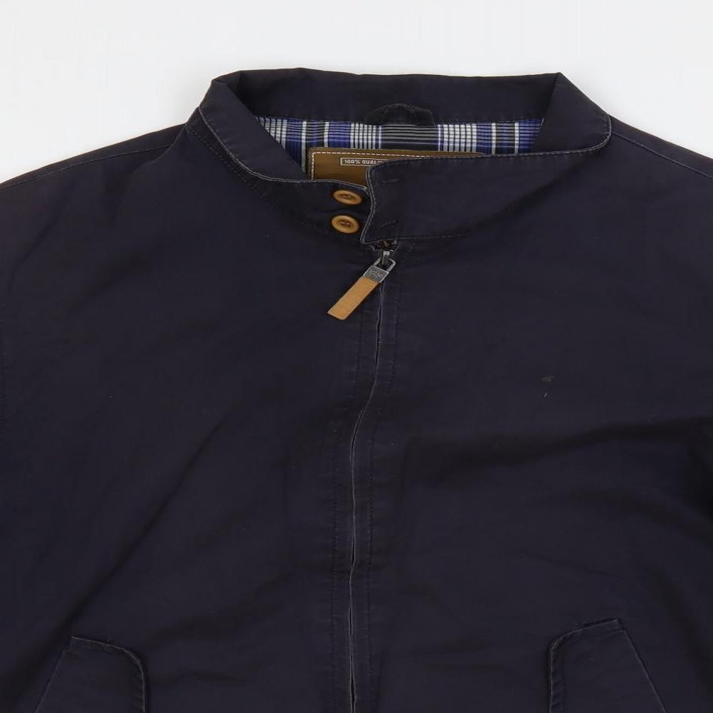 BS Mens Blue Biker Jacket Size S Zip