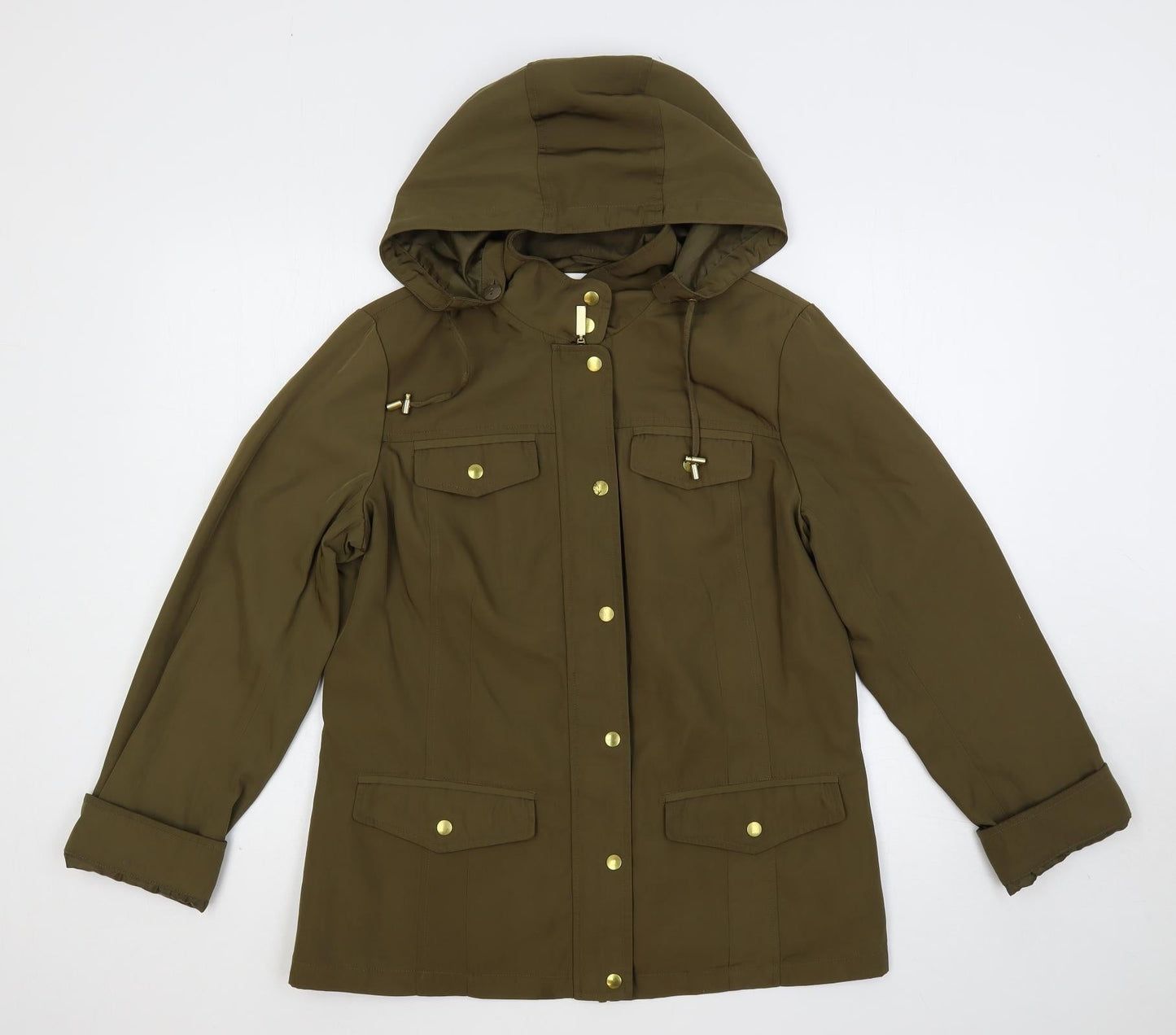 Clasic Womens Green Jacket Size 12 Zip - Hooded
