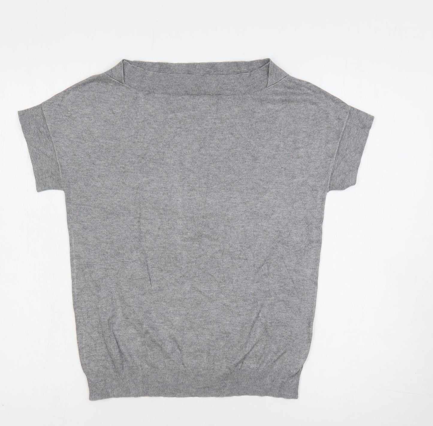 Marks and Spencer Womens Grey Boat Neck Viscose Pullover Jumper Size 12