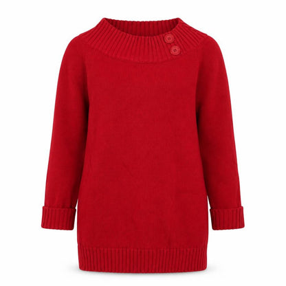 EWM Womens Red Mock Neck Cotton Pullover Jumper Size S