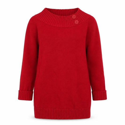 EWM Womens Red Mock Neck Cotton Pullover Jumper Size S