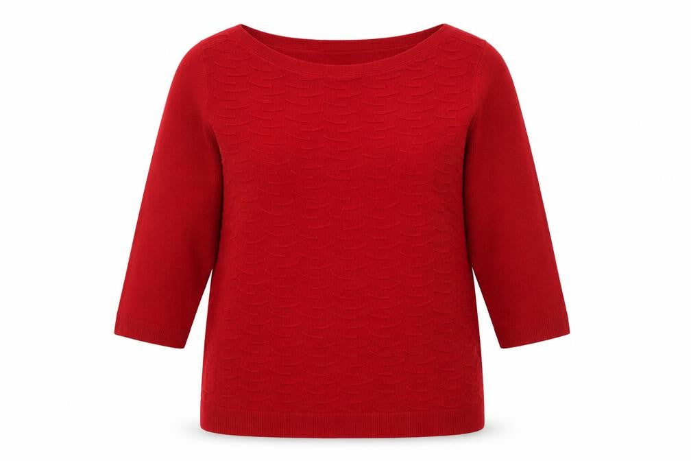 Love Knitwear Womens Red Boat Neck Acrylic Pullover Jumper Size 14