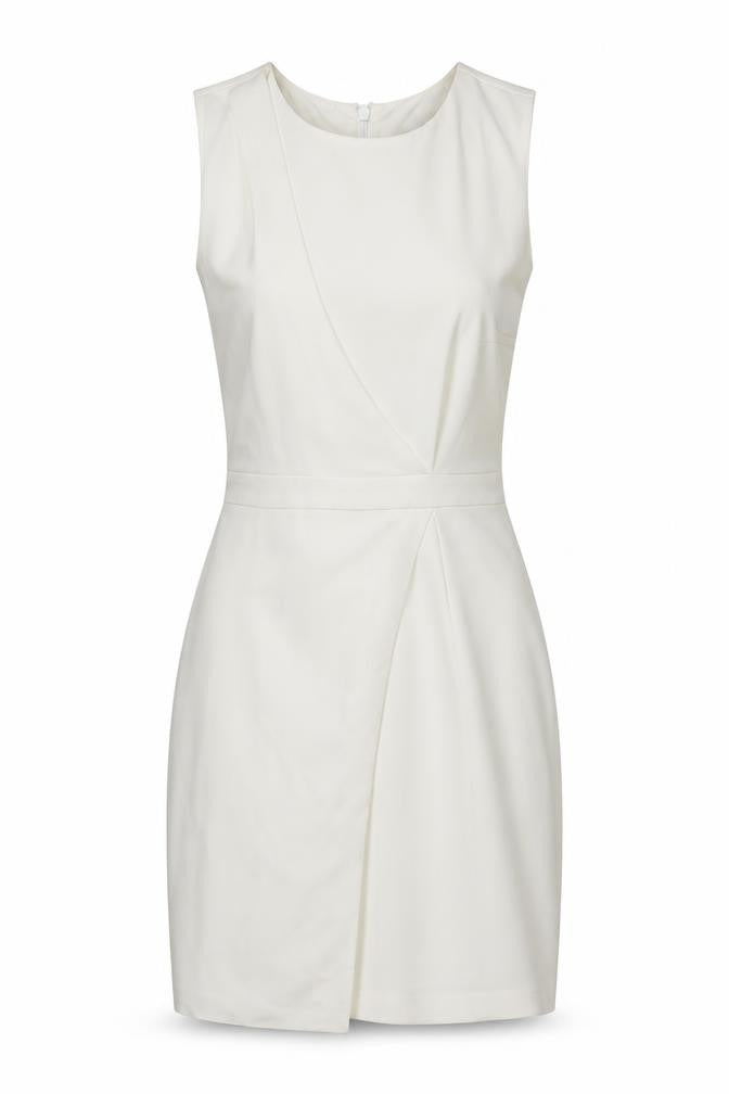 Topshop Womens Ivory Polyester Pencil Dress Size 8 Boat Neck Zip - Draped Detail