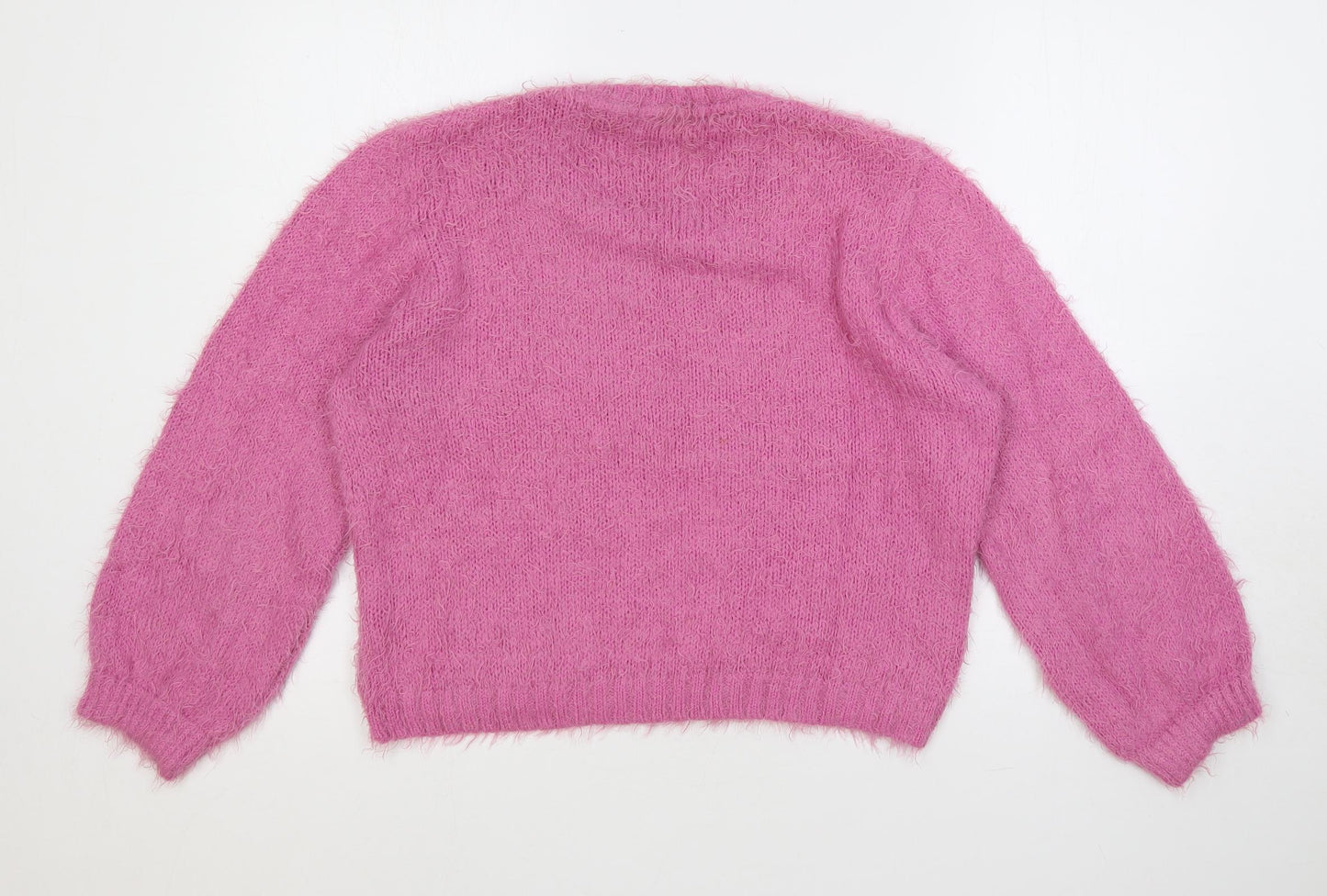 Pout Womens Purple Crew Neck Acrylic Pullover Jumper Size M