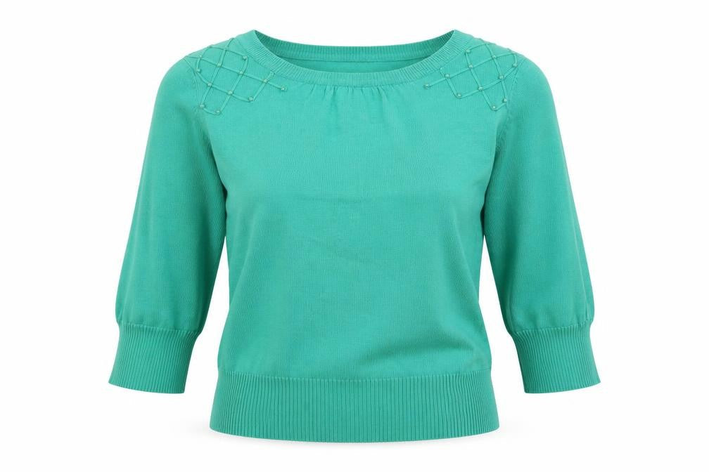 Klass Womens Green Boat Neck Cotton Pullover Jumper Size M