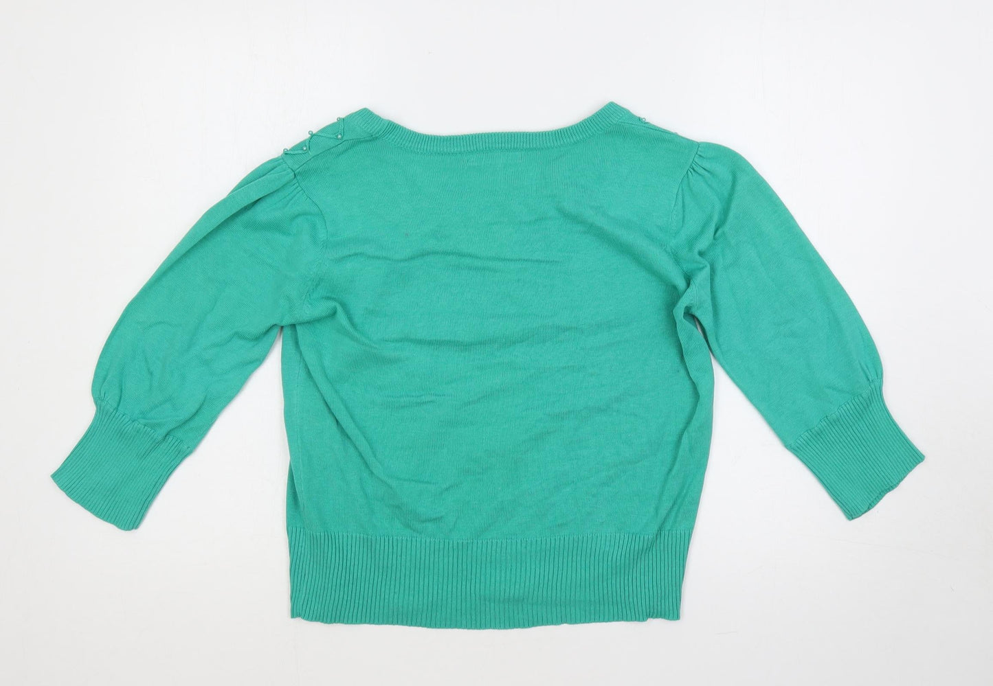 Klass Womens Green Boat Neck Cotton Pullover Jumper Size M