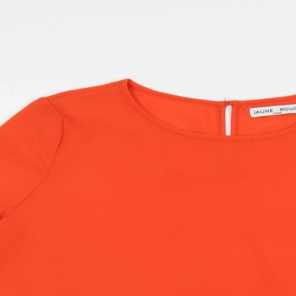 Jaune Rouge Womens Orange Polyester Basic Blouse Size S Round Neck - Chain Detail