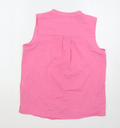 Marks & Spencer Womens Pink Polyester Basic Blouse Size 12 V-Neck