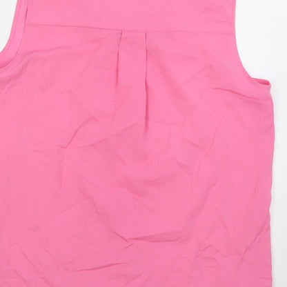 Marks & Spencer Womens Pink Polyester Basic Blouse Size 12 V-Neck