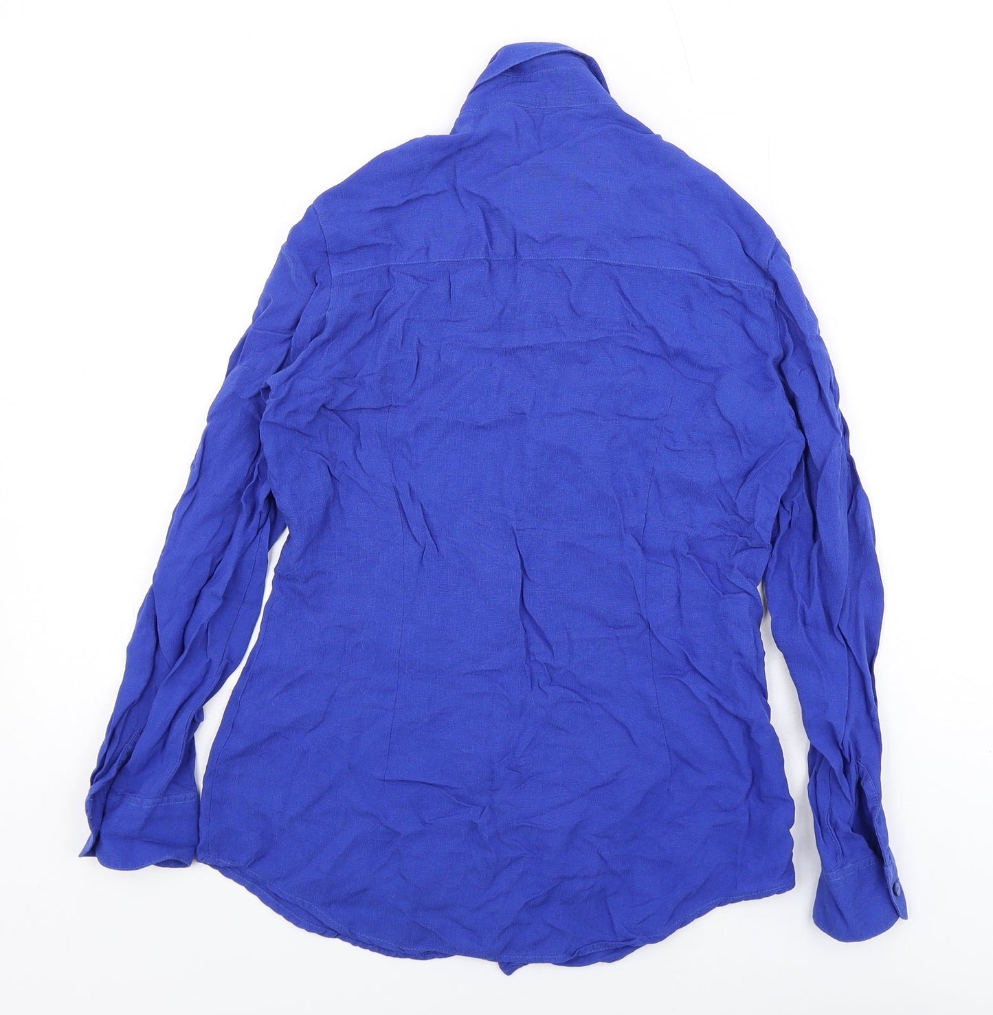 NEXT Womens Blue Cupro Basic Button-Up Size 10 Collared