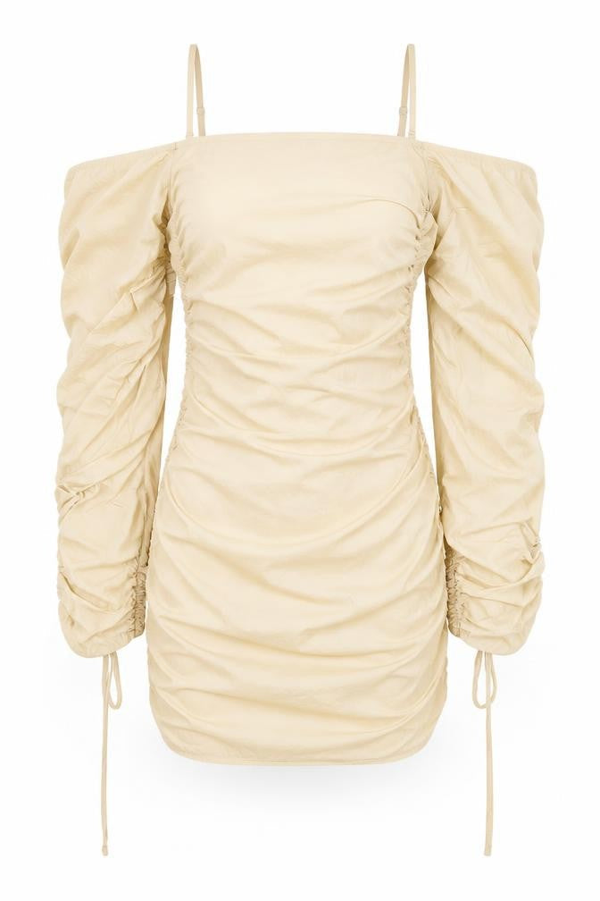 PRETTYLITTLETHING Womens Beige Nylon Bodycon Size 8 Square Neck Zip