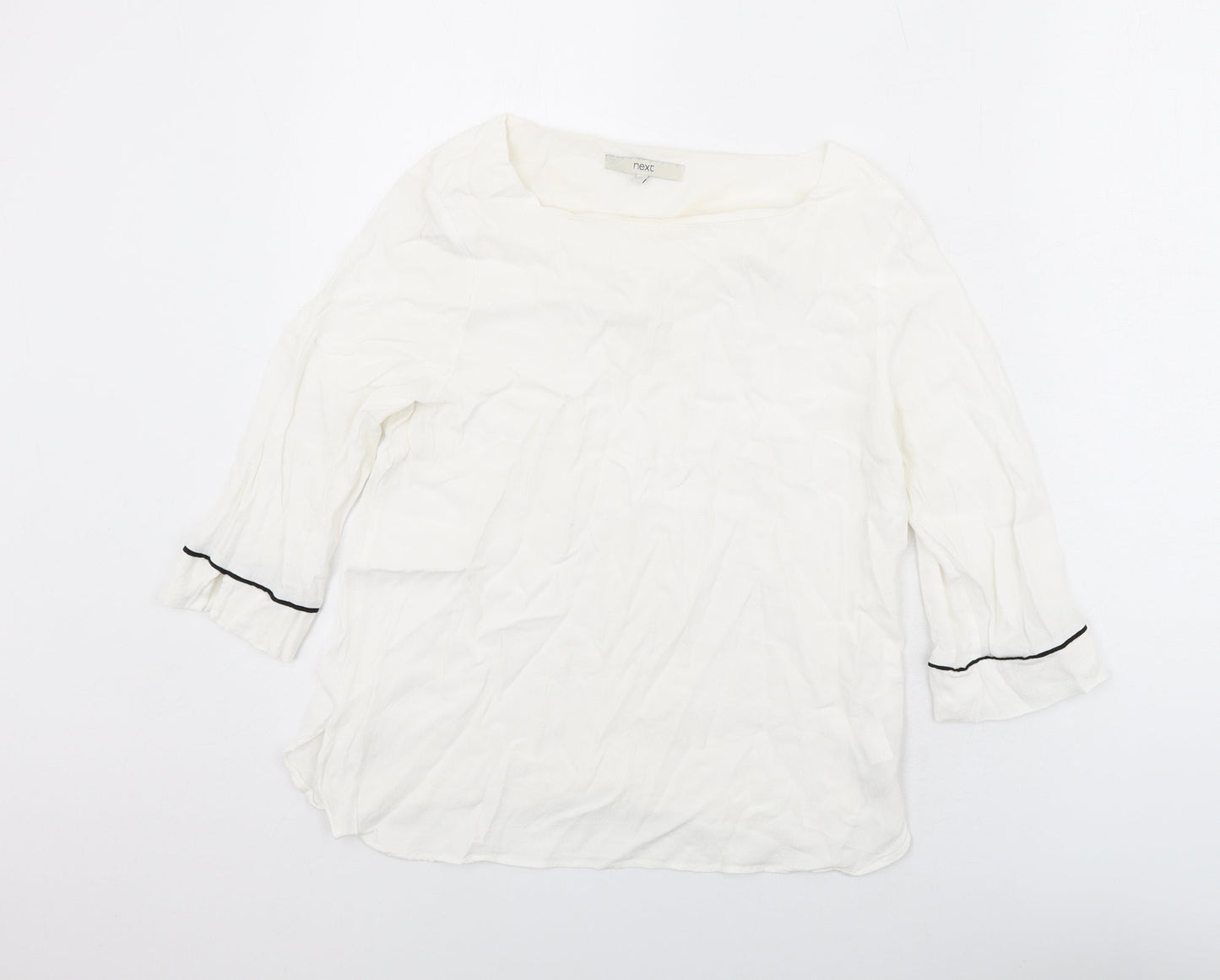NEXT Womens White Viscose Basic Blouse Size 12 Square Neck
