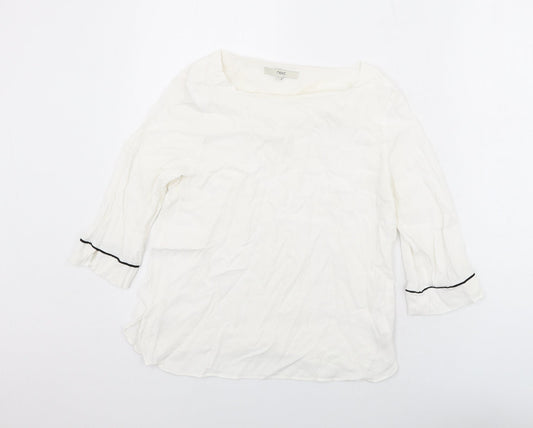 NEXT Womens White Viscose Basic Blouse Size 12 Square Neck