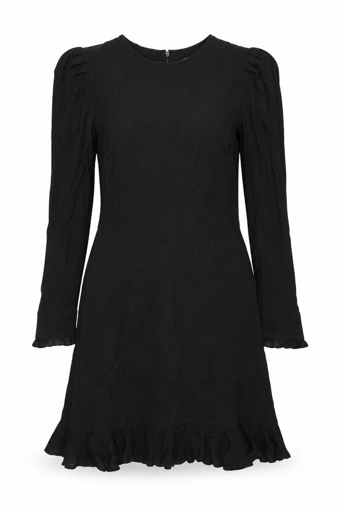 Marks & Spencer Womens Black Viscose A-Line Size 6 Round Neck Zip
