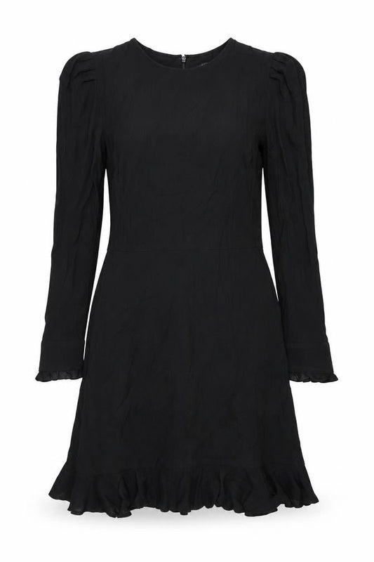 Marks & Spencer Womens Black Viscose A-Line Size 6 Round Neck Zip