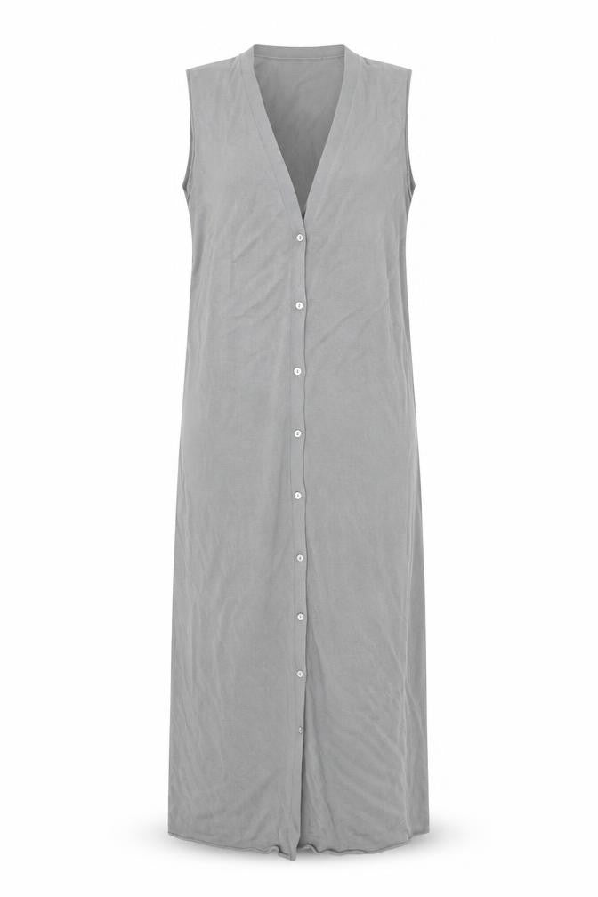Zara Womens Grey Cotton Maxi Size M V-Neck Button