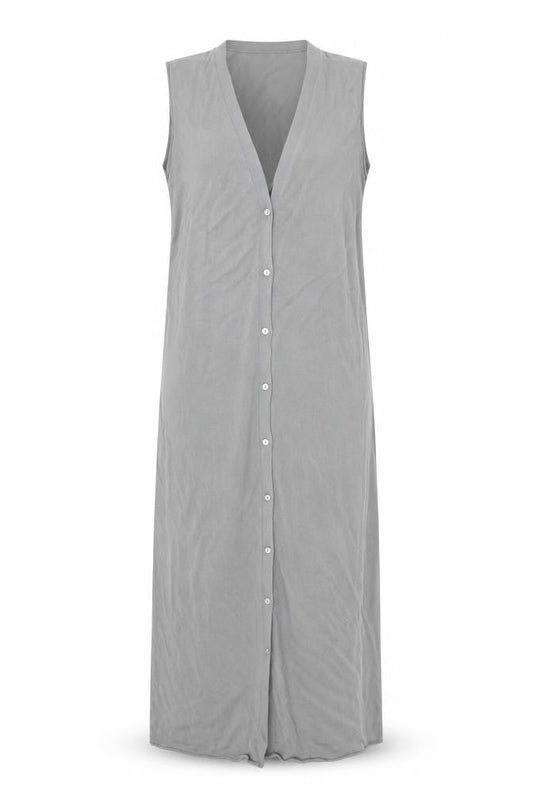 Zara Womens Grey Cotton Maxi Size M V-Neck Button