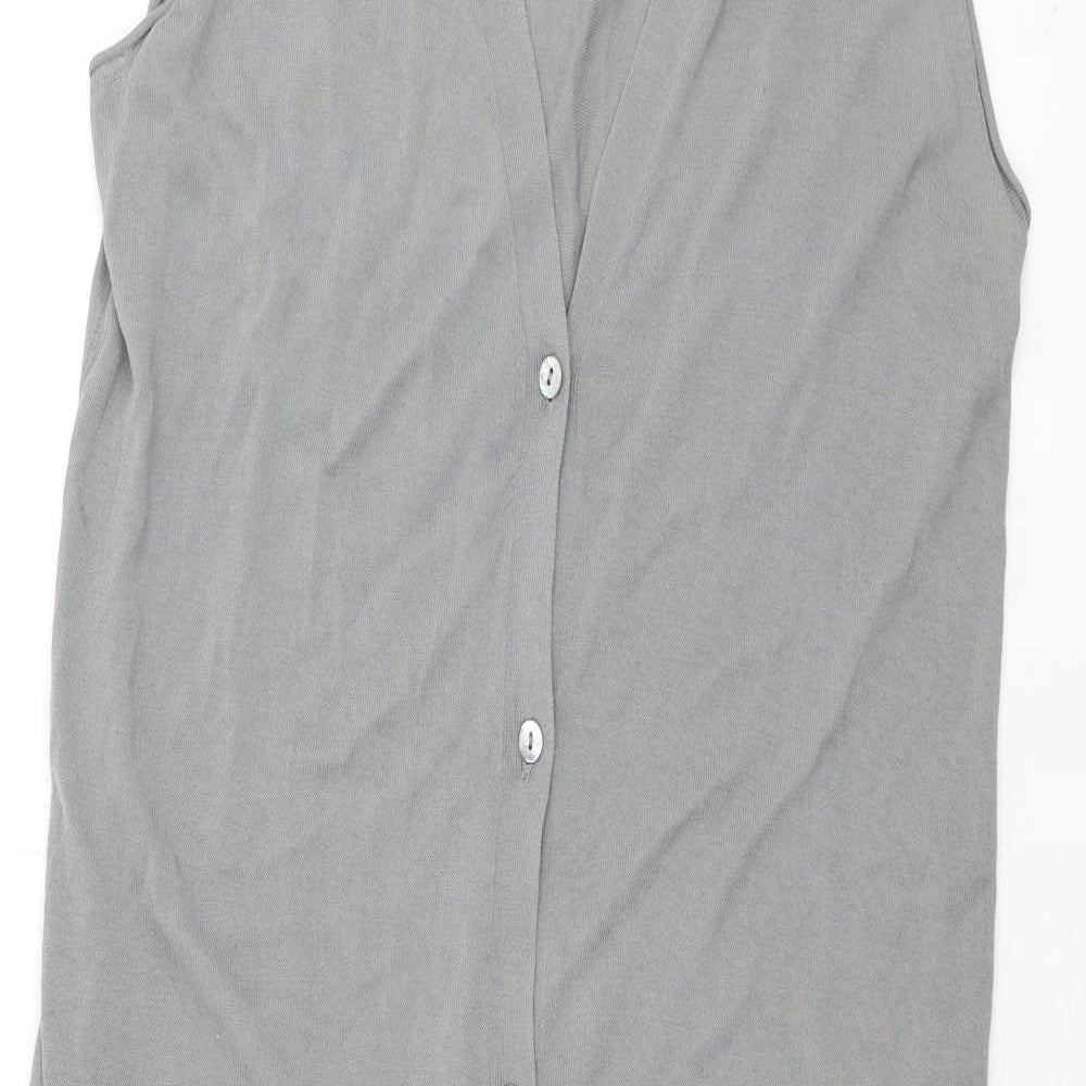 Zara Womens Grey Cotton Maxi Size M V-Neck Button