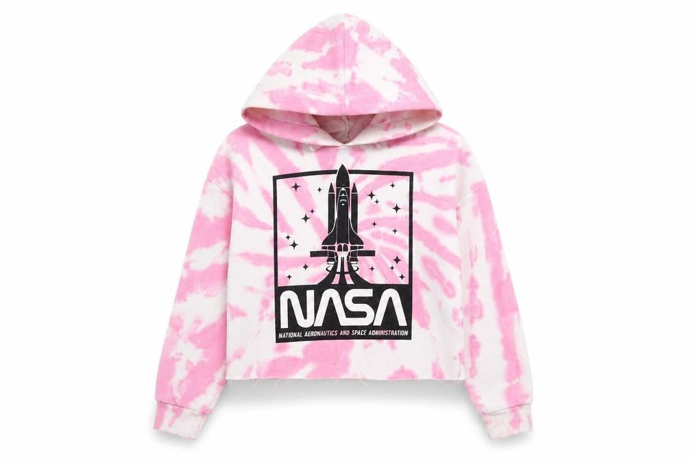 New Look Girls Pink Geometric Polyester Pullover Hoodie Size 9 Years Pullover