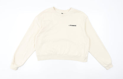 H&M Womens Beige Cotton Pullover Sweatshirt Size M Pullover