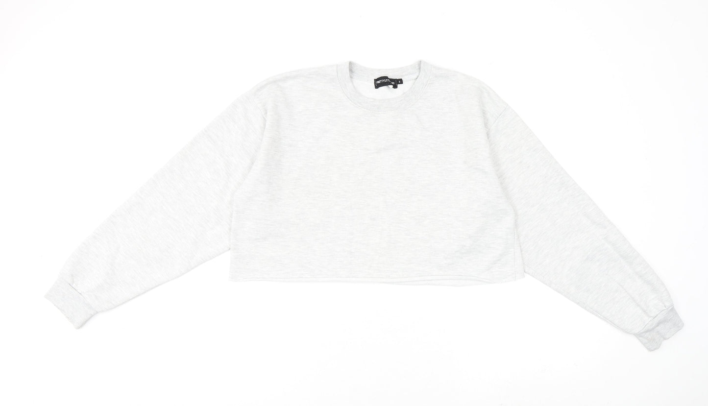 PRETTYLITTLETHING Womens Grey Cotton Pullover Sweatshirt Size S Pullover