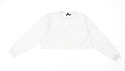 PRETTYLITTLETHING Womens Grey Cotton Pullover Sweatshirt Size S Pullover