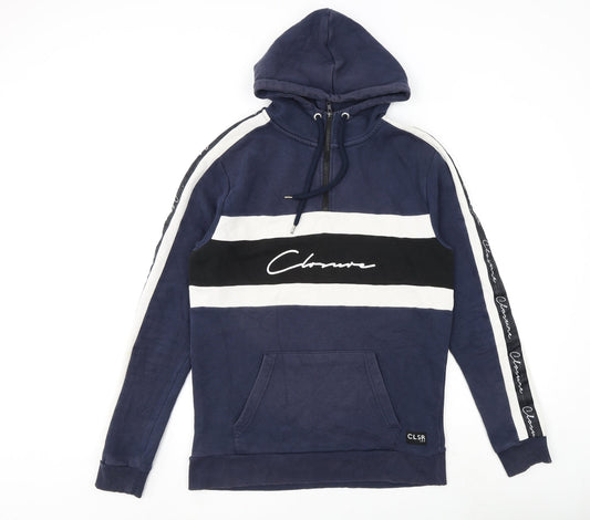 Closure Mens Blue Cotton Pullover Hoodie Size M